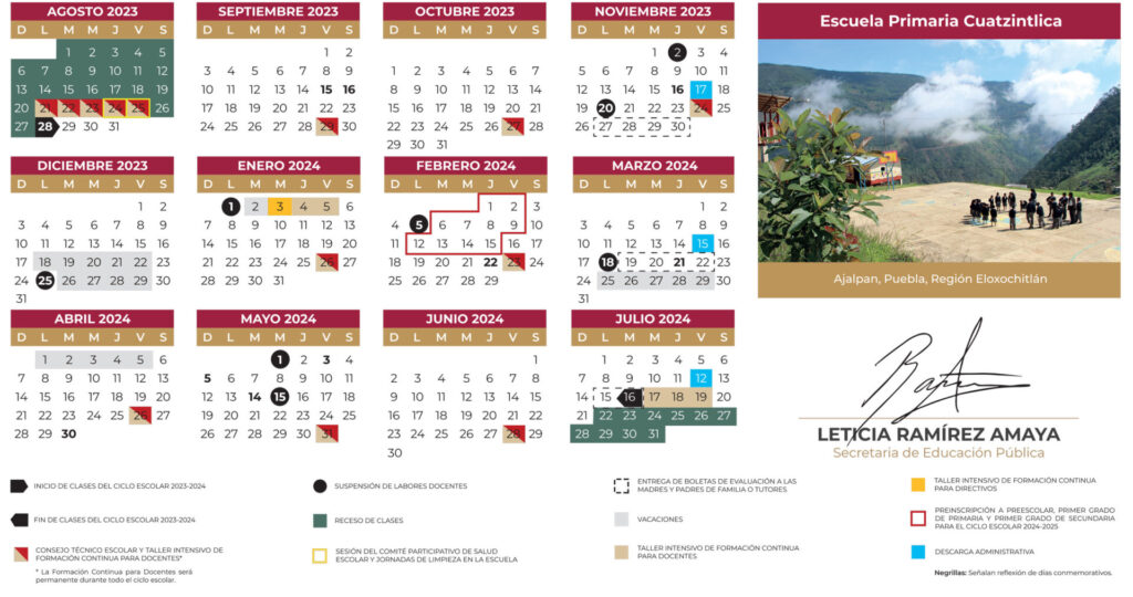 Calendario Escolar Ciclo 2023-2024 - Michoacán